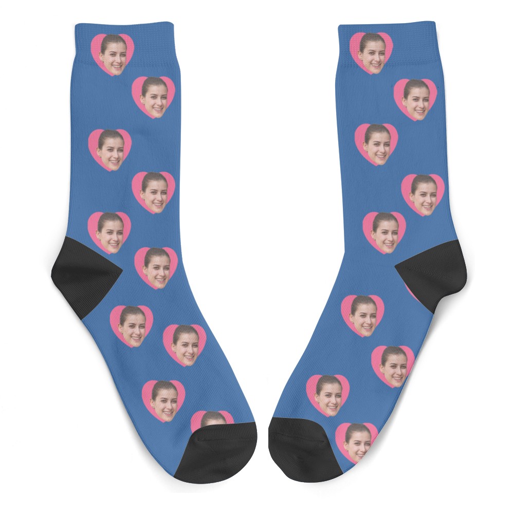 00167914.jpg Calze divertenti personalizzate faccia ragazza blu regalo fidanzato per lui