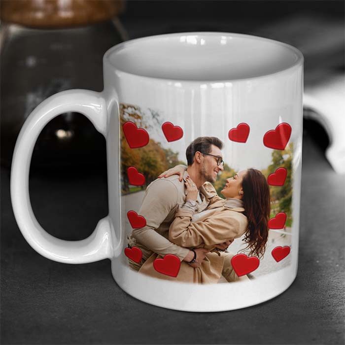 Tazza coppia con foto e nomi personalizzata, idea regalo per coppia san valentino, natale, anniversario