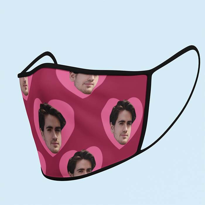 Mascherina personalizzata divertente faccia ragazzo, idea regalo fidanzata, san valentino, natale, anniversario, per lei