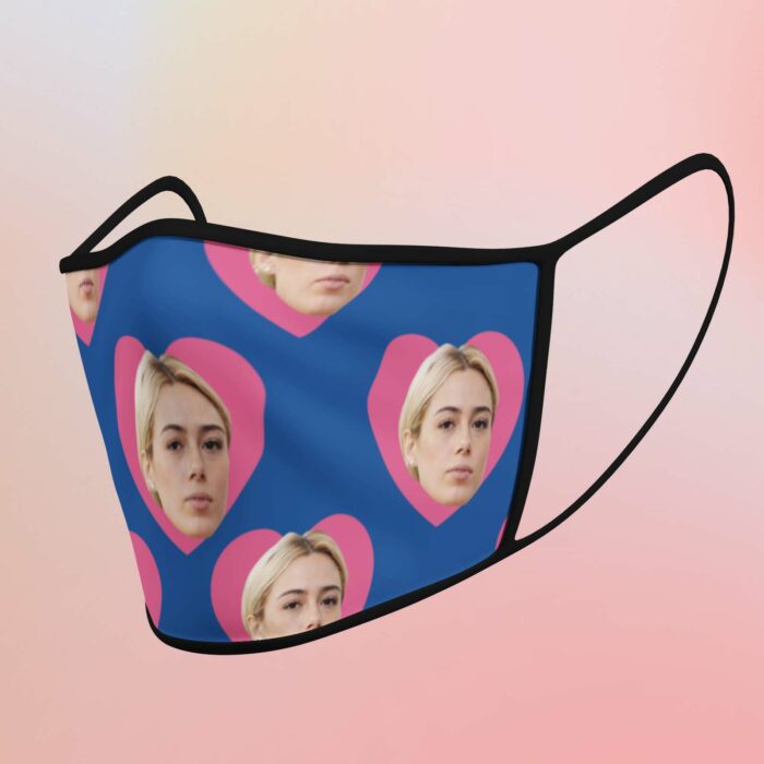 Mascherina personalizzata faccia ragazza blue, idea regalo per fidanzato, san valentino, natale, anniversario, per lui