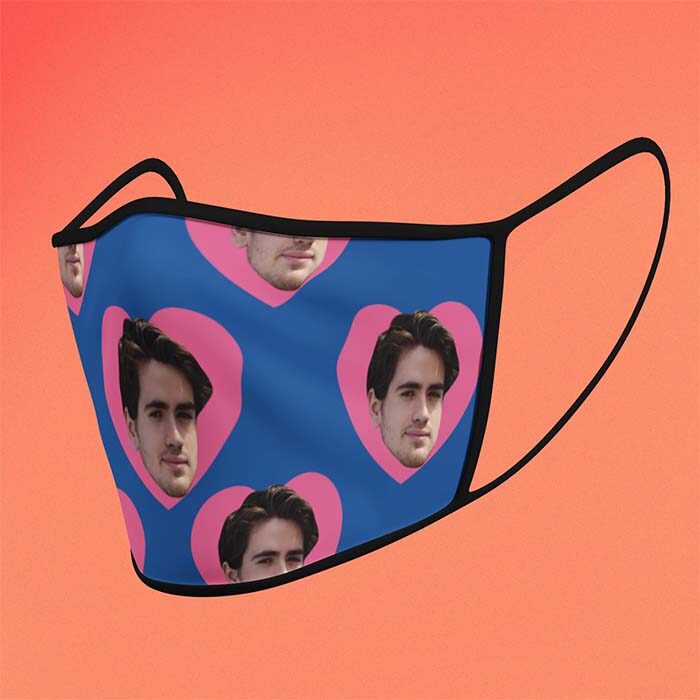 Mascherina personalizzata divertente faccia ragazzo, idea regalo fidanzata, san valentino, natale, anniversario, per lei