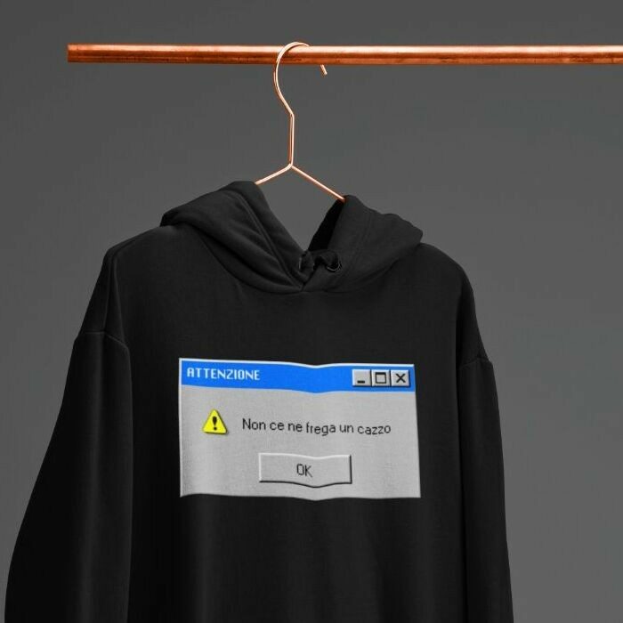 Non ce ne frega un cazzo felpa divertente vaporwave messaggio windows