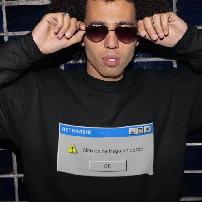 Non ce ne frega un cazzo felpa divertente vaporwave messaggio windows