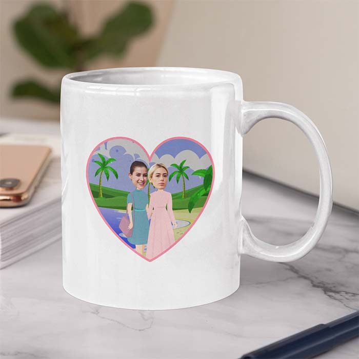 Tazza coppia cartoon lgbt personalizzata con frase, idea regalo per coppia san valentino, natale, anniversario