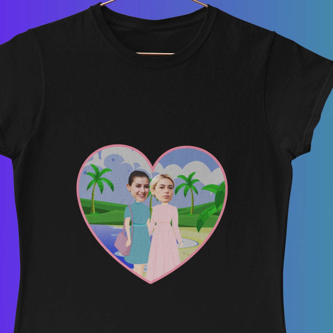 transparent-mockup-of-a-t-shirt-with-a-copper-hanger-33690 (6) T-shirt Maglietta Personalizzata Cartoon coppia lgbt, idea regalo per coppia san valentino, natale, anniversario
